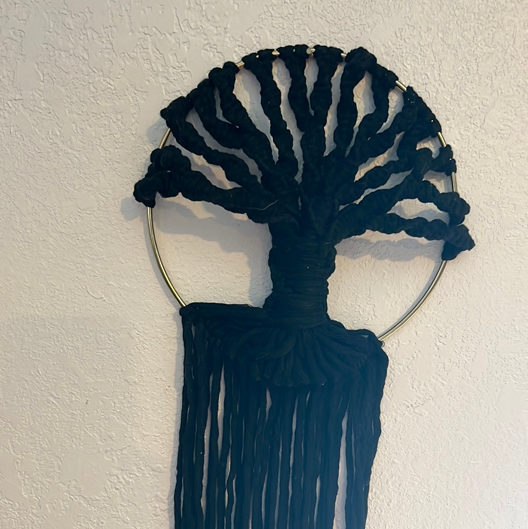 8” Black macrame tree