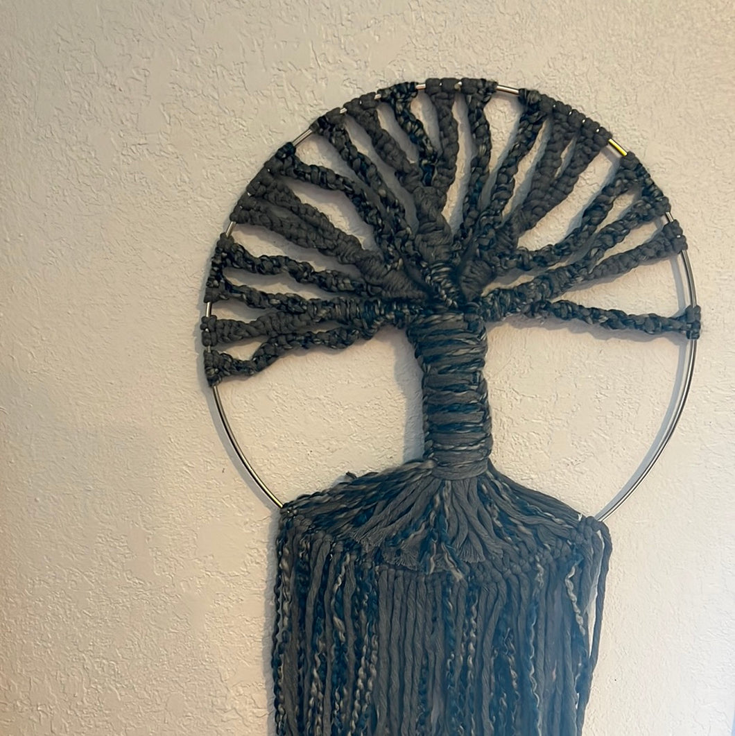 12” Gray&Navy mix Macrame tree