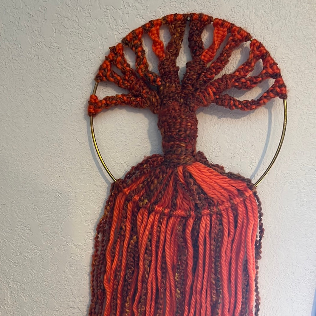 10” Orange &Muti mix macrame tree