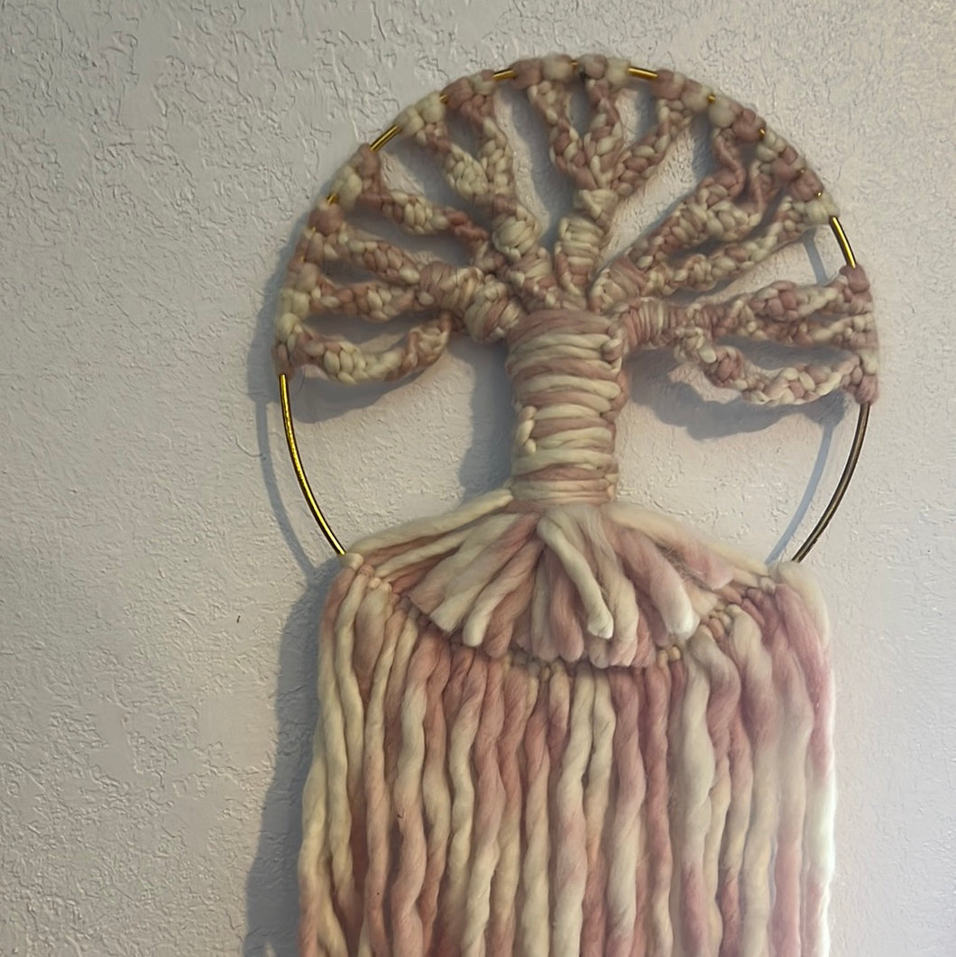 10” Pink&White Macrame tree