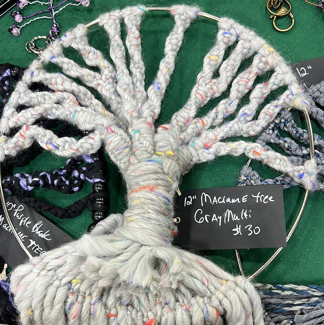 12” gray mix macrame tree