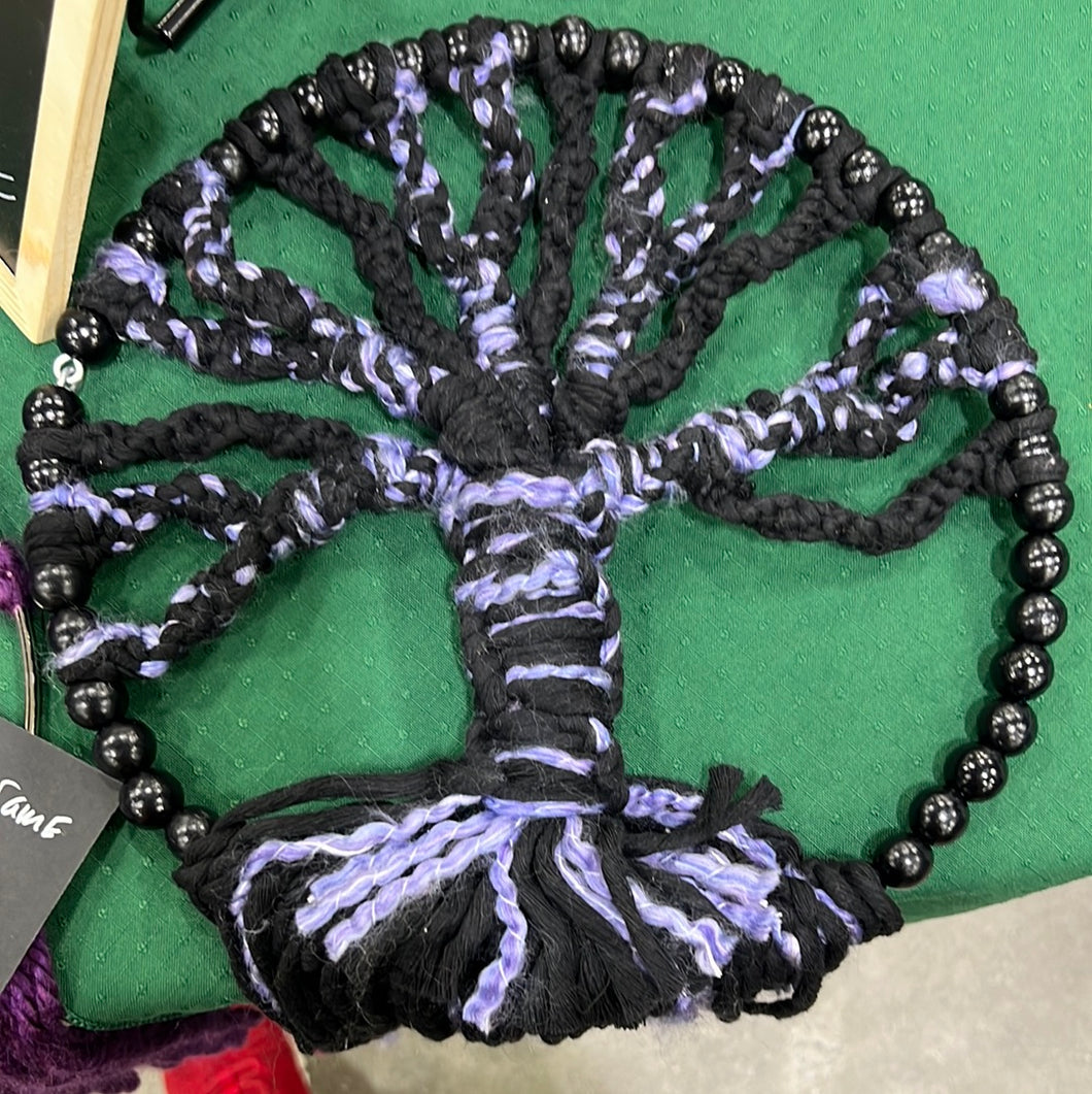 10” purple black macrame tree