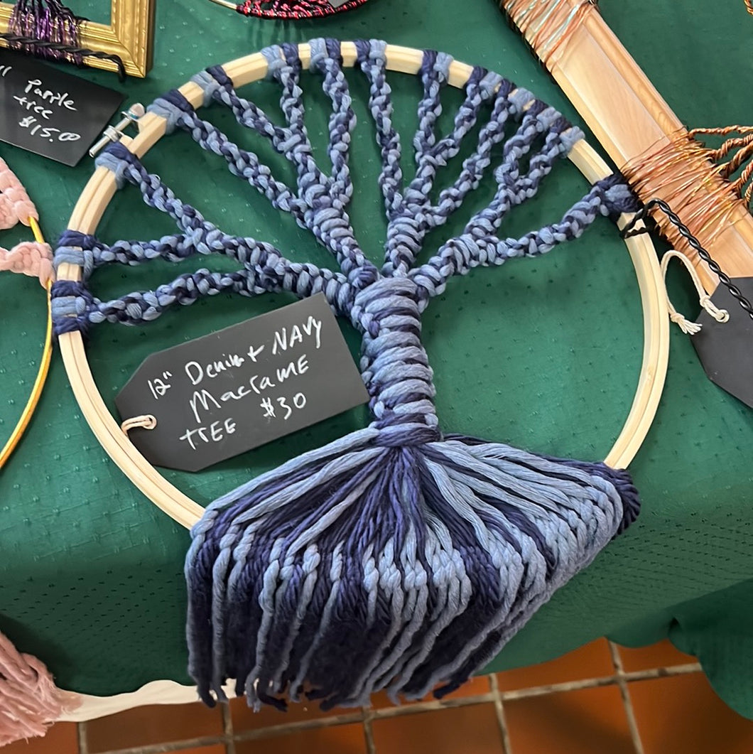 12” Denim &Navy Macramé Tree