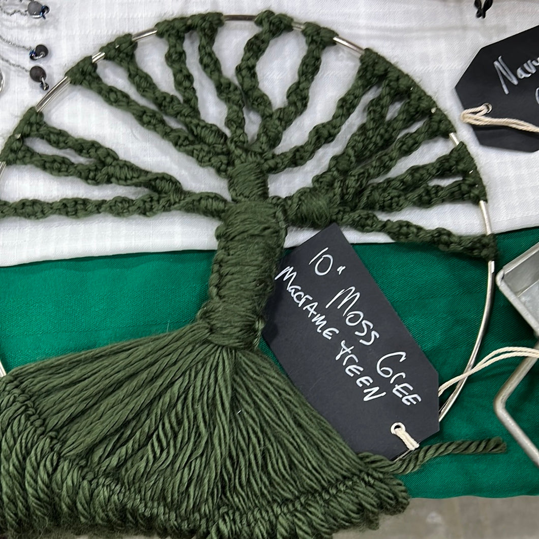 10” moss green macrame
